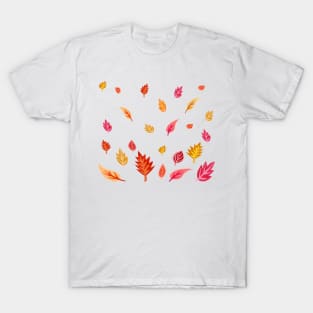 Fall Warm and Bright Leaves Pattern T-Shirt